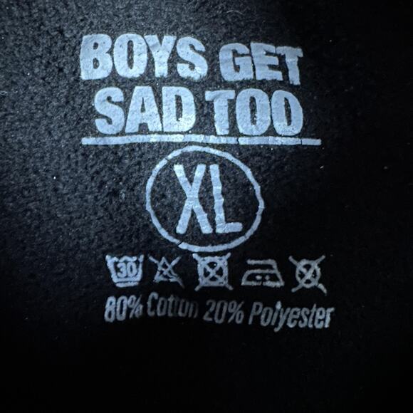 Boys Get Sad Too Hoodie Sweatshirt Mens XL Black Pullover Graphic Streetwear - Picture 13 of 15